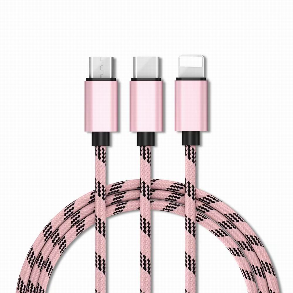High Quality Wire 3 in 1 Cable and Charging Cable Usb for Android Micro+iPhone+Type-C Usb High Quality Wire 3 in 1 Cable and Charging Cable Usb for Android Micro+iPhone+Type-C Usb