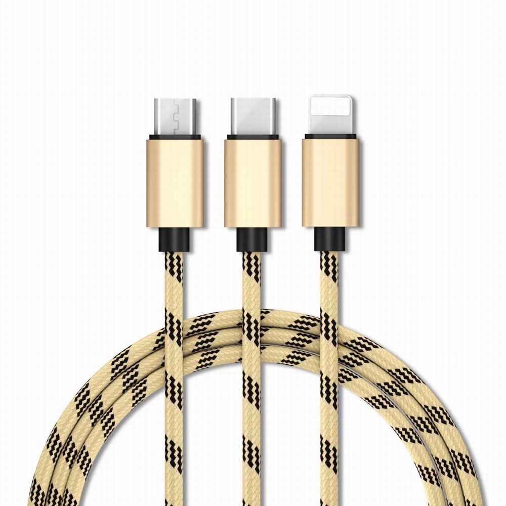 High Quality Wire 3 in 1 Cable and Charging Cable Usb for Android Micro+iPhone+Type-C Usb High Quality Wire 3 in 1 Cable and Charging Cable Usb for Android Micro+iPhone+Type-C Usb