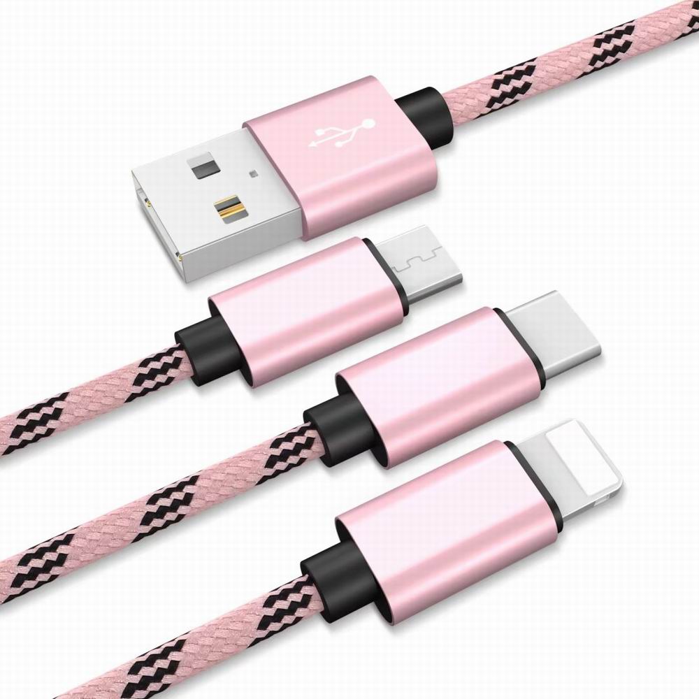 High Quality Wire 3 in 1 Cable and Charging Cable Usb for Android Micro+iPhone+Type-C Usb High Quality Wire 3 in 1 Cable and Charging Cable Usb for Android Micro+iPhone+Type-C Usb