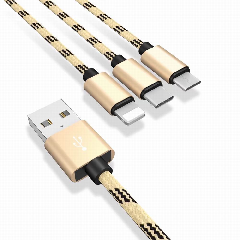 High Quality Wire 3 in 1 Cable and Charging Cable Usb for Android Micro+iPhone+Type-C Usb High Quality Wire 3 in 1 Cable and Charging Cable Usb for Android Micro+iPhone+Type-C Usb