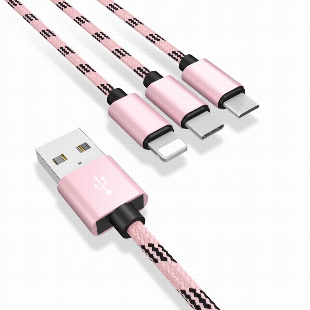 High Quality Wire 3 in 1 Cable and Charging Cable Usb for Android Micro+iPhone+Type-C Usb High Quality Wire 3 in 1 Cable and Charging Cable Usb for Android Micro+iPhone+Type-C Usb