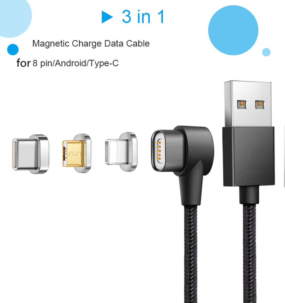 1M Nylon Braided Strong Magnetic USB Charging Cable for 8 Pin Micro Type-C Devices 1M Nylon Braided Strong Magnetic USB Charging Cable for 8 Pin Micro Type-C Devices