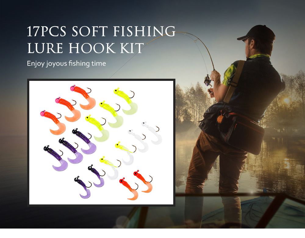 17pcs / Set Worm Fishing Lure Bass Bait Fish Hook Tackle 17pcs / Set Worm Fishing Lure Bass Bait Fish Hook Tackle