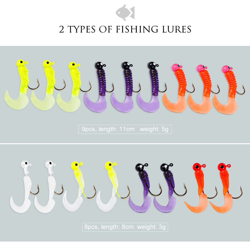 17pcs / Set Worm Fishing Lure Bass Bait Fish Hook Tackle 17pcs / Set Worm Fishing Lure Bass Bait Fish Hook Tackle