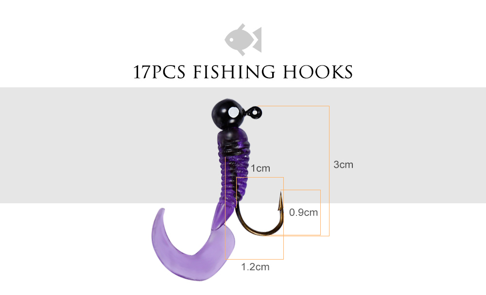 17pcs / Set Worm Fishing Lure Bass Bait Fish Hook Tackle 17pcs / Set Worm Fishing Lure Bass Bait Fish Hook Tackle