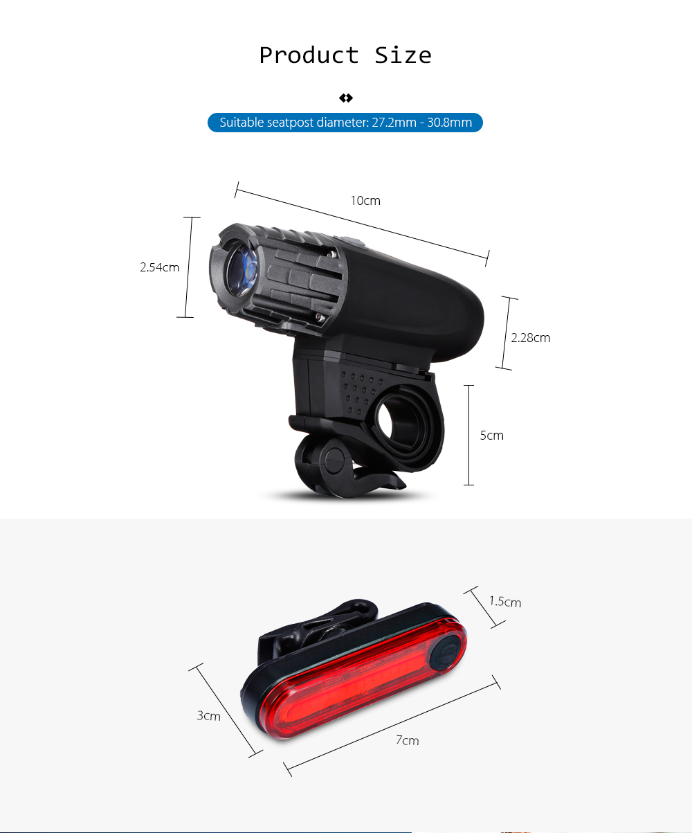 New Style USB Rechargeable 320 Lumen Bicycle Front Light Tail Lamp Set New Style USB Rechargeable 320 Lumen Bicycle Front Light Tail Lamp Set