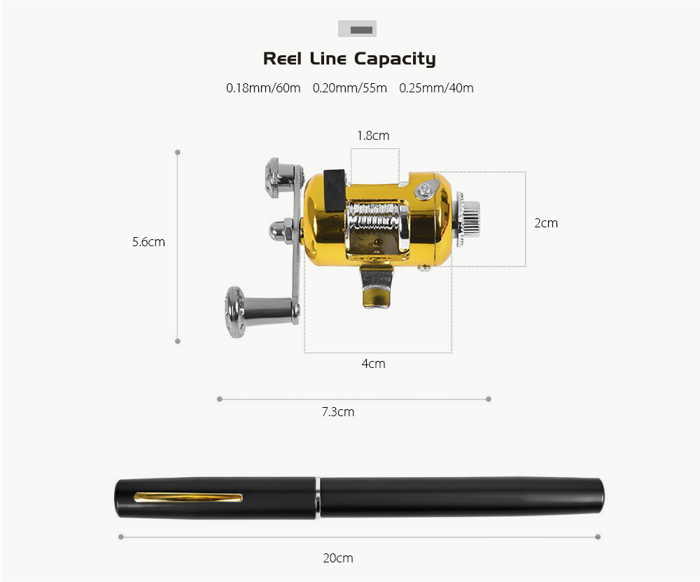 Pen Shape Portable Aluminum Alloy Fishing Rod Mini Fish Pole Reel Combos Pen Shape Portable Aluminum Alloy Fishing Rod Mini Fish Pole Reel Combos