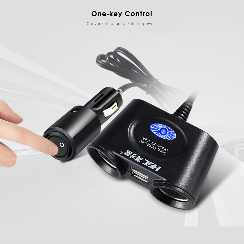 HSC 102A Car Charger Dual USB 2 Cigarette Lighter Sockets Independent Switch HSC 102A Car Charger Dual USB 2 Cigarette Lighter Sockets Independent Switch