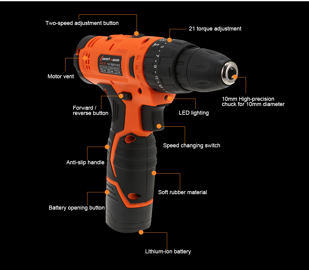 Household Screwdriver Cordless Power Electric Drill Drilling Tool Kit Household Screwdriver Cordless Power Electric Drill Drilling Tool Kit