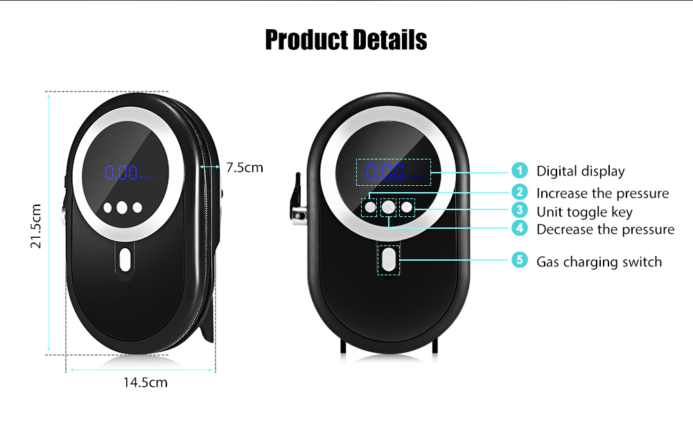 CZK - 3624 Car Tire Inflator 12V 120W Digital Portable Air Compressor Pump for Motorcycle Bicycle CZK - 3624 Car Tire Inflator 12V 120W Digital Portable Air Compressor Pump for Motorcycle Bicycle