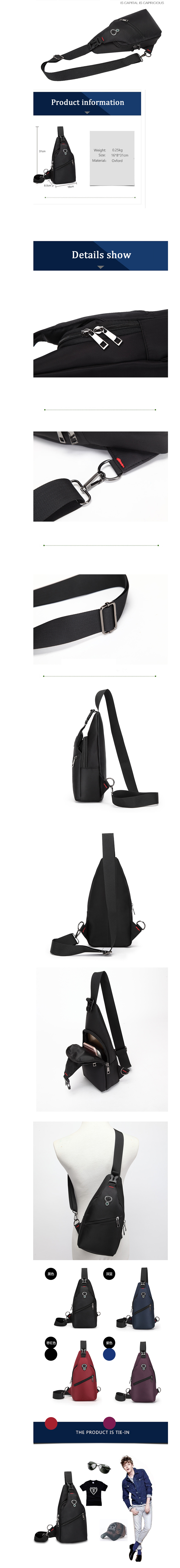Man Chest Bag Casual Trend Multi-functional Waterproof Oxford Shoulder Diagonal Package Man Chest Bag Casual Trend Multi-functional Waterproof Oxford Shoulder Diagonal Package