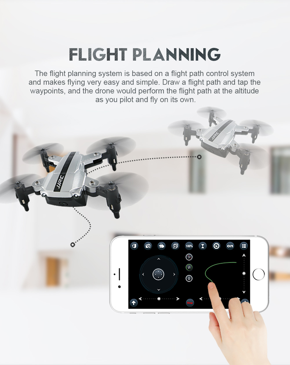 JJRC H54W Foldable Mini RC Drone WiFi FPV Camera / Waypoints / G-sensor / Voice Control / Altitude Hold / Headless Mode JJRC H54W Foldable Mini RC Drone WiFi FPV Camera / Waypoints / G-sensor / Voice Control / Altitude Hold / Headless Mode