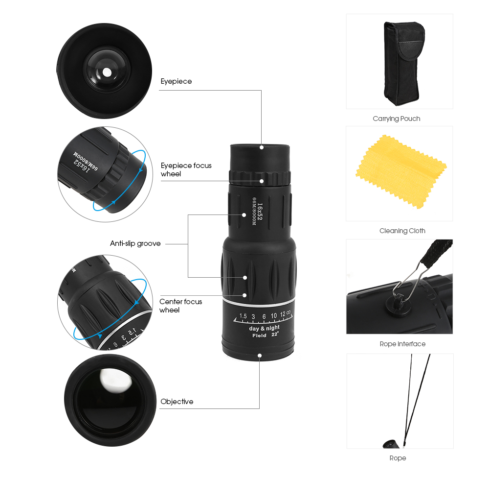 16 x 52 Mobile Phone Monocular Superfine Waterproof Telescope Vision 16 x 52 Mobile Phone Monocular Superfine Waterproof Telescope Vision