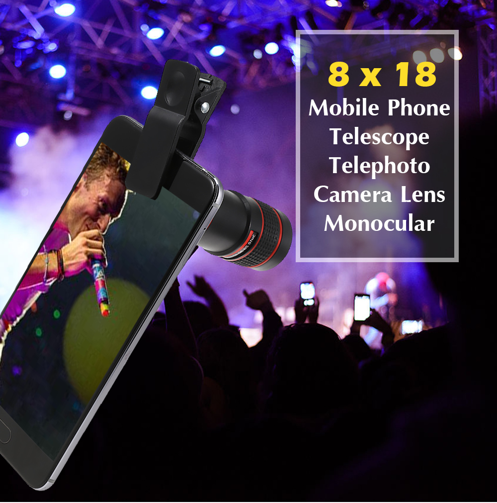 8 x 18 Mobile Phone Telescope Telephoto Camera Lens Monocular Zooming Focus 8 x 18 Mobile Phone Telescope Telephoto Camera Lens Monocular Zooming Focus