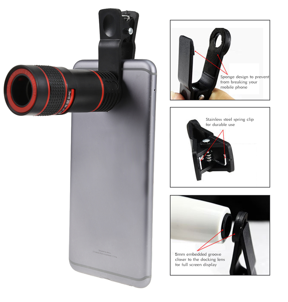 8 x 18 Mobile Phone Telescope Telephoto Camera Lens Monocular Zooming Focus 8 x 18 Mobile Phone Telescope Telephoto Camera Lens Monocular Zooming Focus