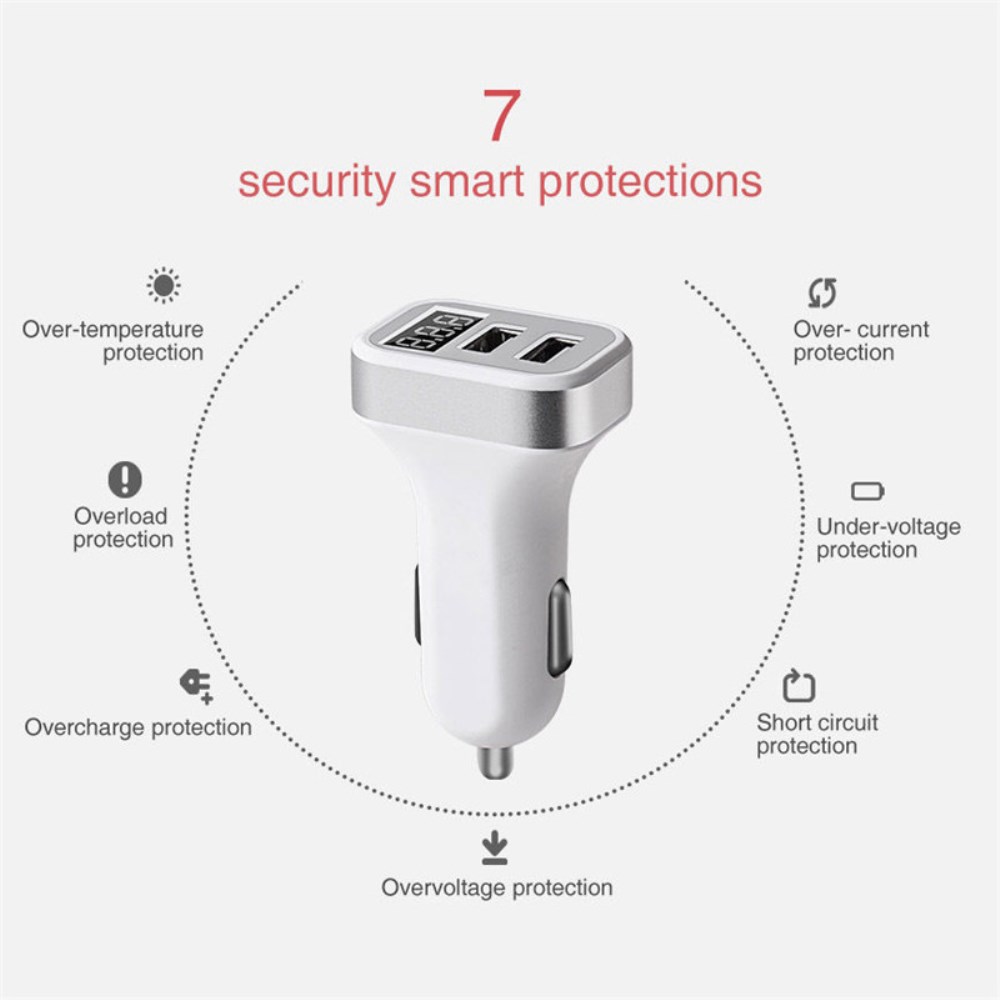 SpedCrd Dual USB Car Charger 5V 2.1A Digital Display Car Adapter SpedCrd Dual USB Car Charger 5V 2.1A Digital Display Car Adapter