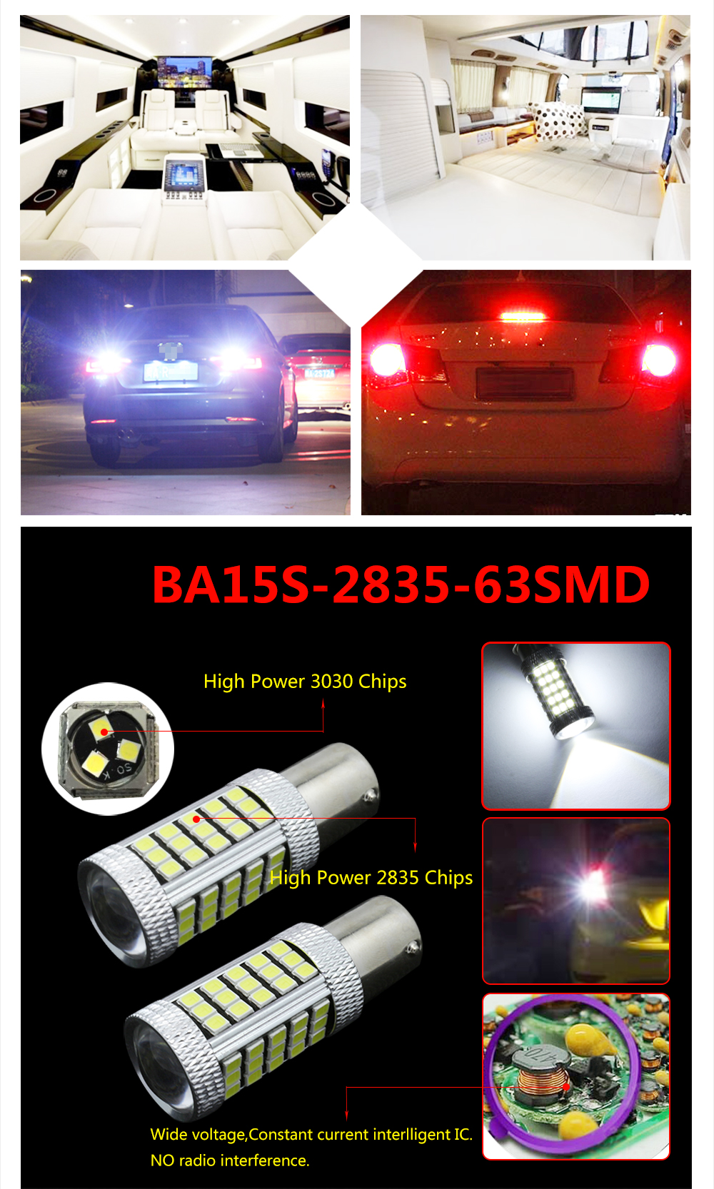2PCS Super White 63smd High Power 1156 BA15S 2835 Headlight lamp LED bulbs 12-24v 2PCS Super White 63smd High Power 1156 BA15S 2835 Headlight lamp LED bulbs 12-24v