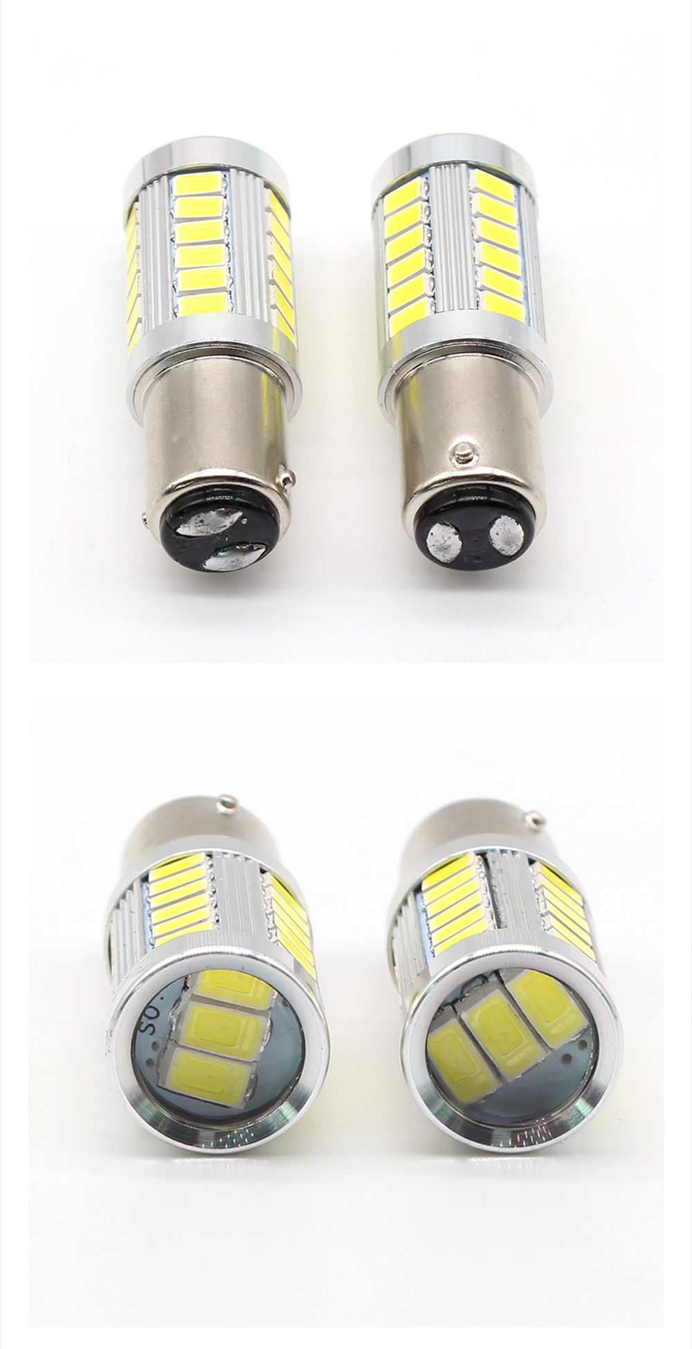 2PCS LED BA15S P21W 1156 DRL Daytime Light Blanco White Bulb 33-SMD 5630 5730 12V