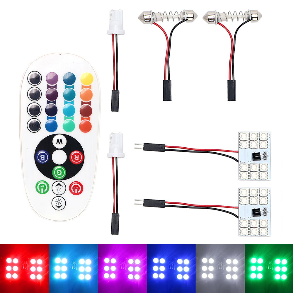 1 set Festoon T10 5050 SMD 12LED RGBW Car Light Auto Remote Controlled Led Lamp