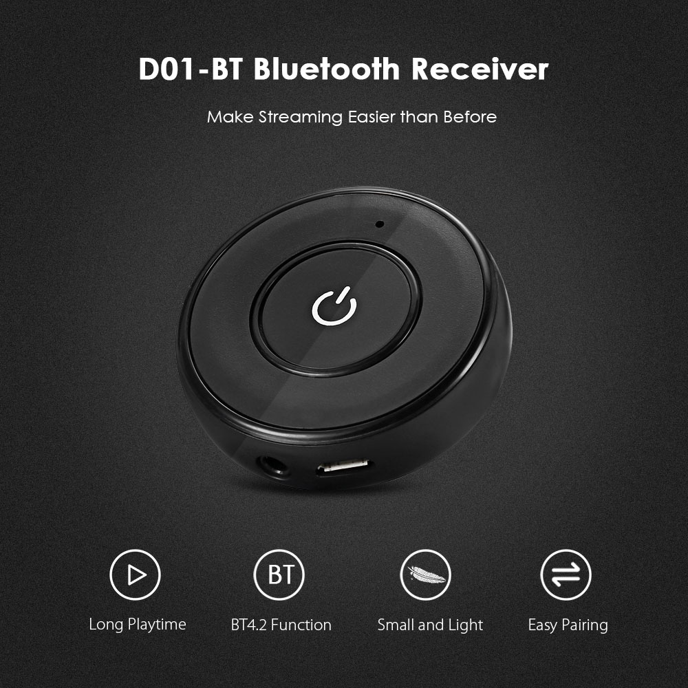 D01 - BT Bluetooth 4.2 Mini Car Receiver Hands-free Call Wireless Audio Adapter Music Streaming 