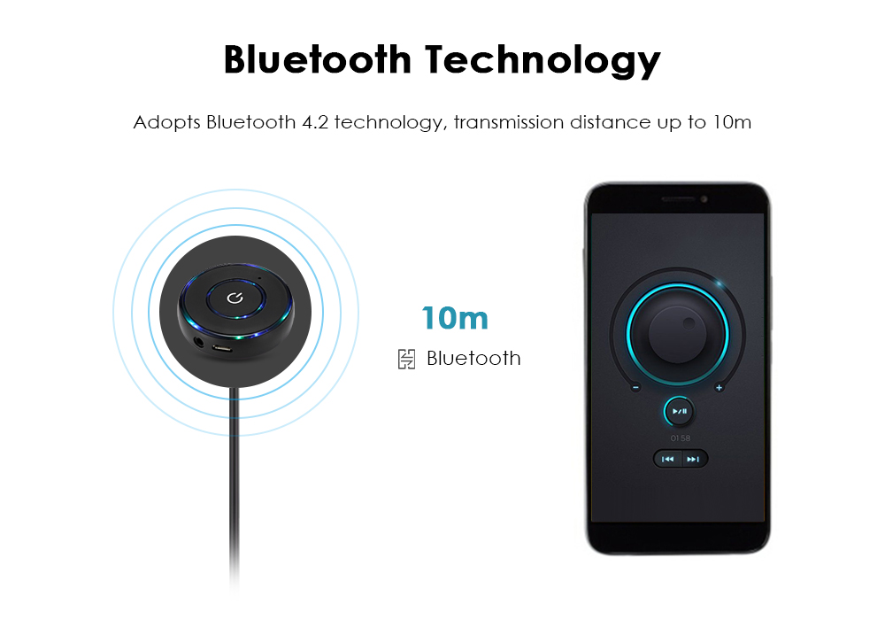 D01 - BT Bluetooth 4.2 Mini Car Receiver Hands-free Call Wireless Audio Adapter Music Streaming 