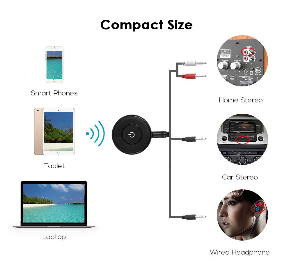 D01 - BT Bluetooth 4.2 Mini Car Receiver Hands-free Call Wireless Audio Adapter Music Streaming 