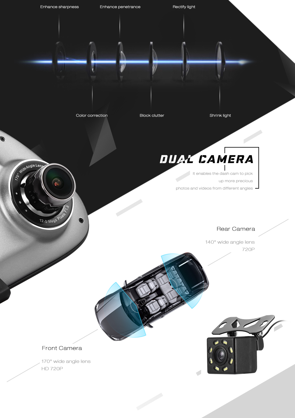 GOU US66 Rear Mirror Dual Camera Dash Cam 170 Degree Wide Angle Lens 1080P Car Driving Recorder GOU US66 Rear Mirror Dual Camera Dash Cam 170 Degree Wide Angle Lens 1080P Car Driving Recorder
