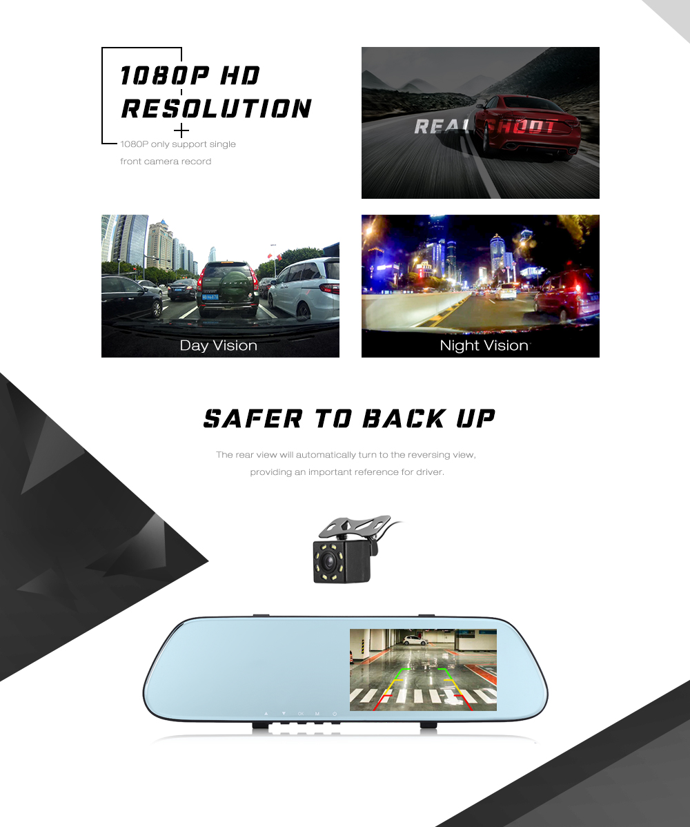 GOU US66 Rear Mirror Dual Camera Dash Cam 170 Degree Wide Angle Lens 1080P Car Driving Recorder GOU US66 Rear Mirror Dual Camera Dash Cam 170 Degree Wide Angle Lens 1080P Car Driving Recorder