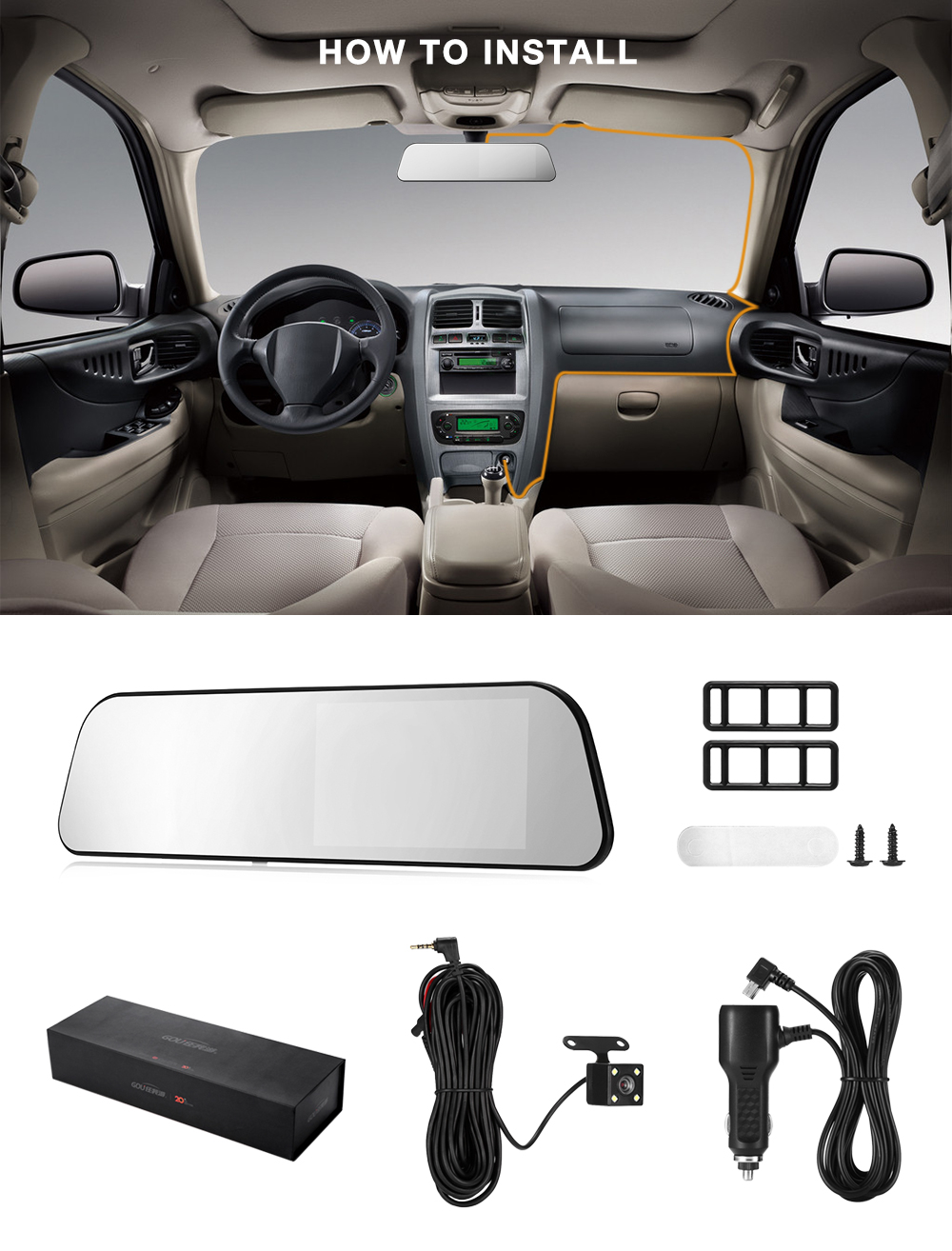 GOU UC58 Rear Mirror Dash Cam Dual Camera WDR Night Vision Car Driving Recorder GOU UC58 Rear Mirror Dash Cam Dual Camera WDR Night Vision Car Driving Recorder