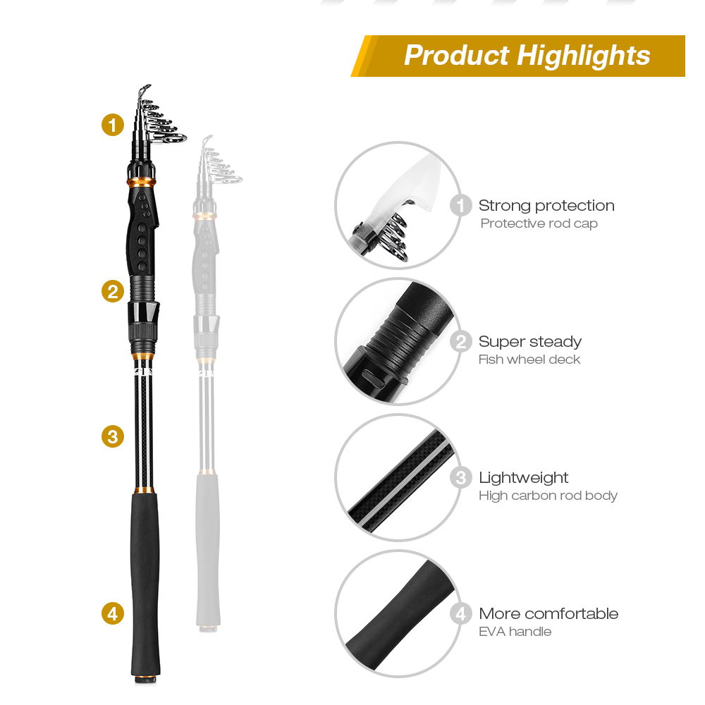 Outlife 27554 Carbon Fiber Fishing Rod Fish Pole Equipment Outlife 27554 Carbon Fiber Fishing Rod Fish Pole Equipment