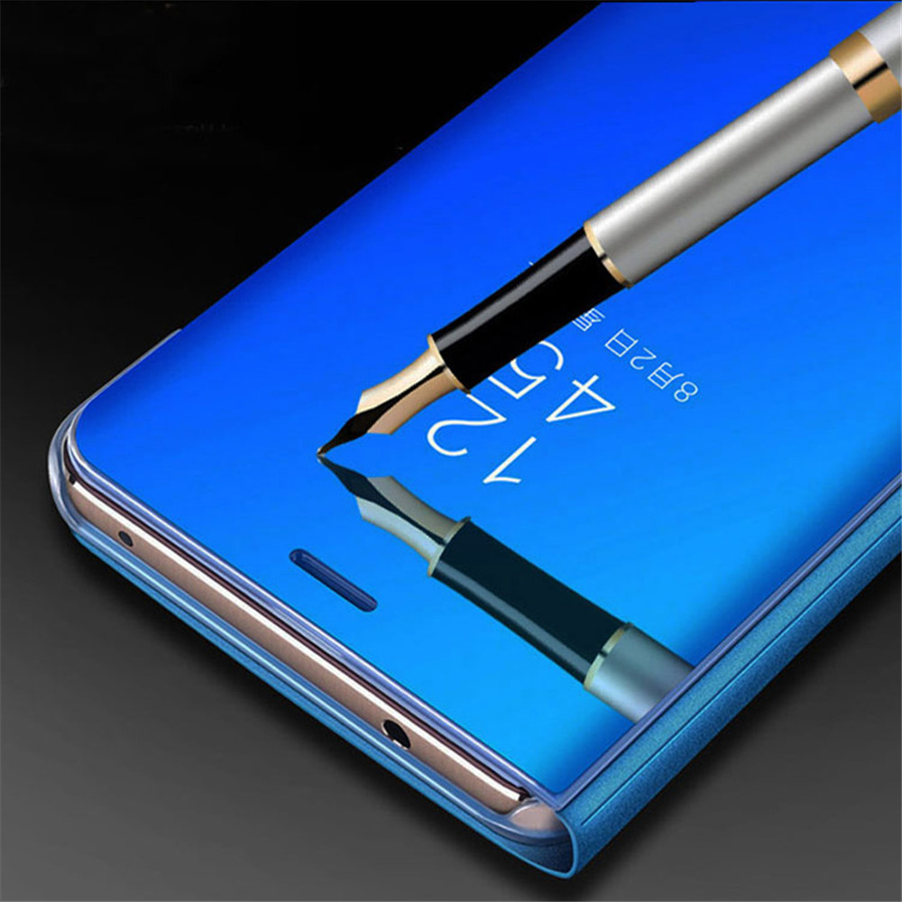 Clear View Window Electroplate Plating Stand PC Mirror Flip Folio Ultra Slim Body Protective Case for Huawei Mate 9