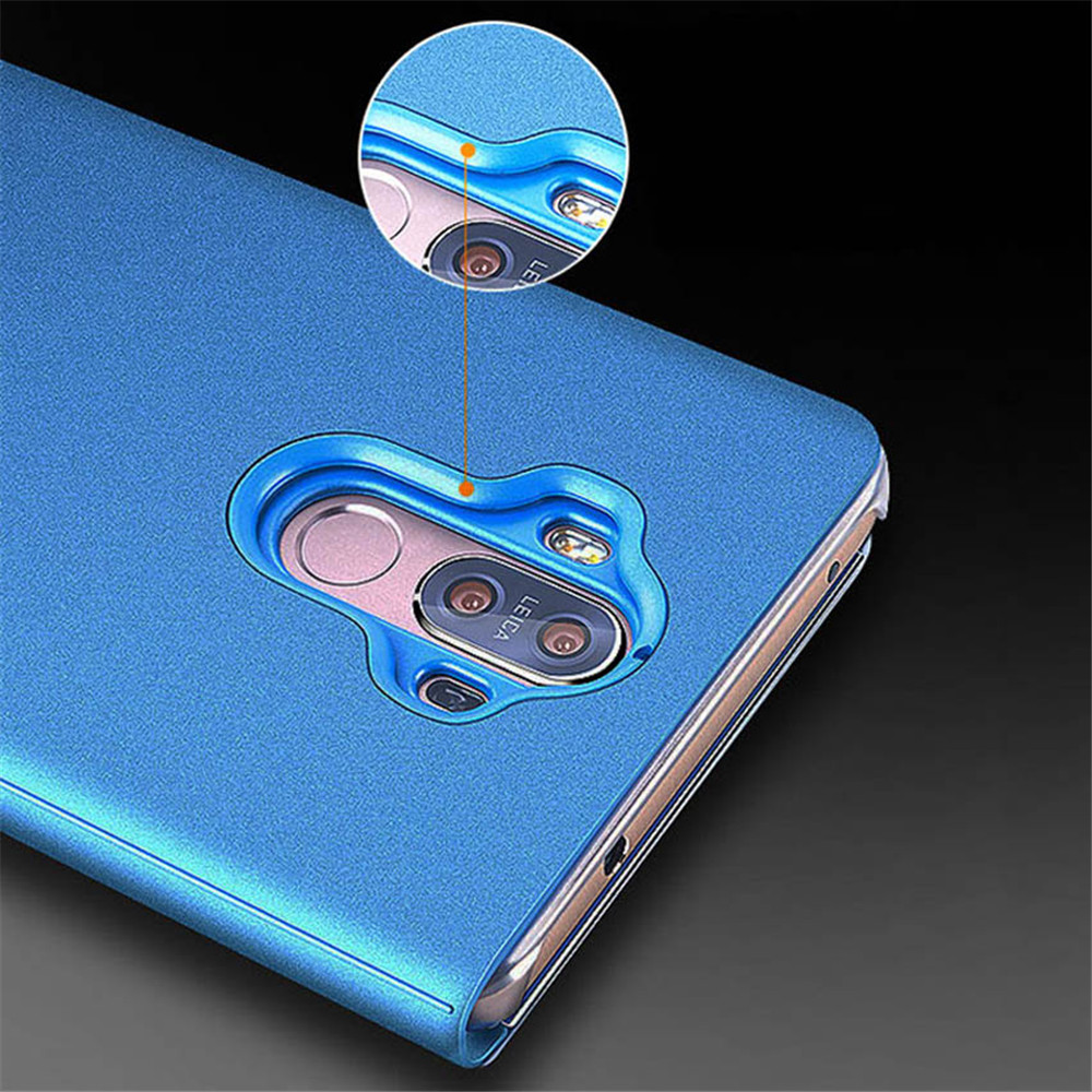 Clear View Window Electroplate Plating Stand PC Mirror Flip Folio Ultra Slim Body Protective Case for Huawei Mate 9