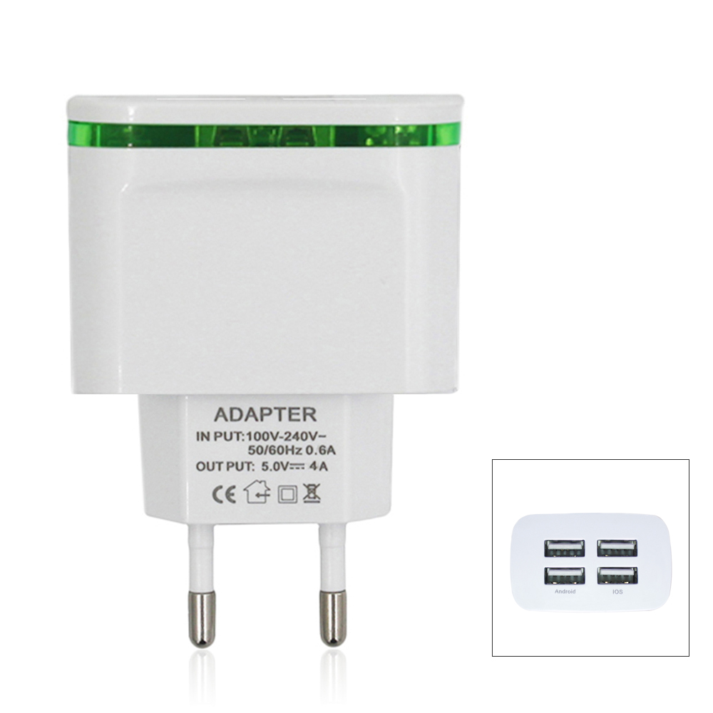 Universal 5V/4A EU Plug 4 USB Ports Wall Power Supply Adapter Charger Universal 5V/4A EU Plug 4 USB Ports Wall Power Supply Adapter Charger