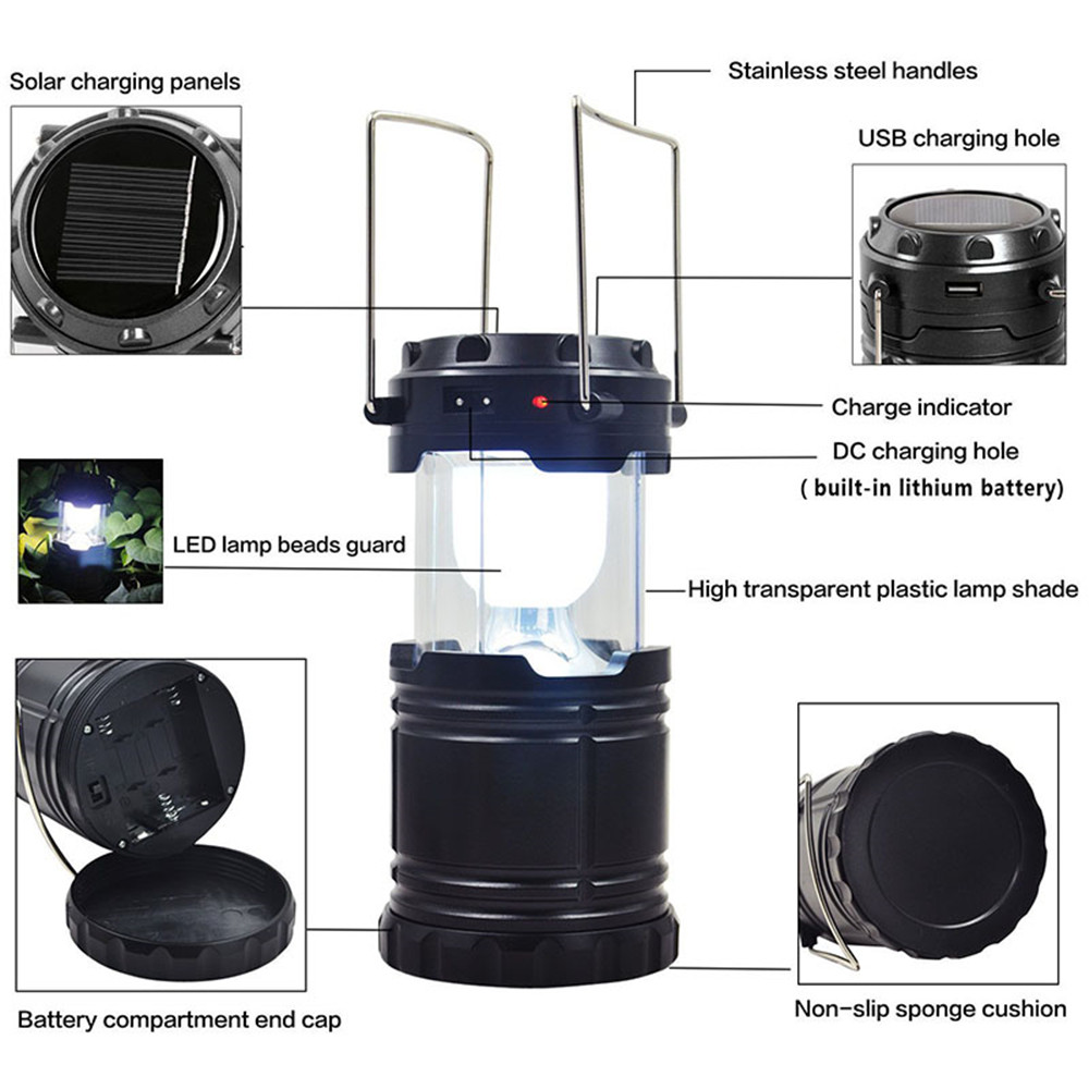 Outdoor LED Solar Power Collapsible Portable Rechargeable Hand Lamp Camping Outdoor LED Solar Power Collapsible Portable Rechargeable Hand Lamp Camping