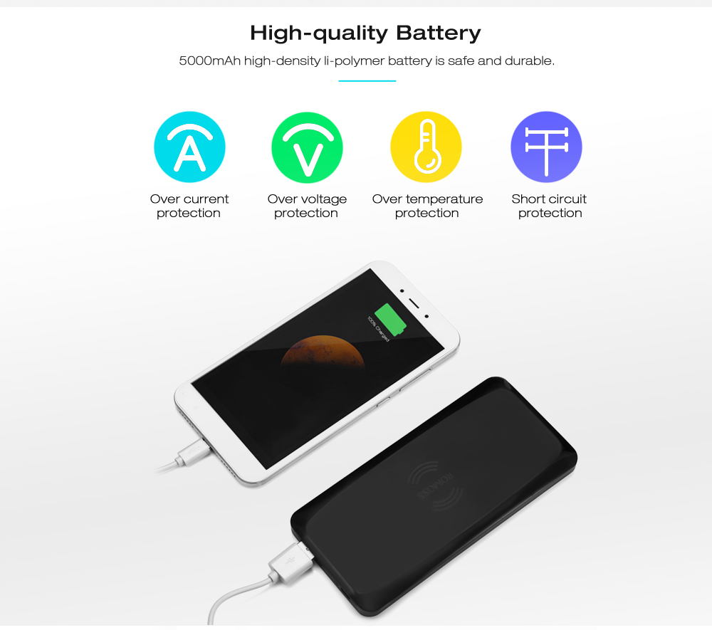 ROMOSS SS05 Edge Series Wireless Charging Power Bank Qi Charger Ultra Slim 5000mAh Li-polymer Battery ROMOSS SS05 Edge Series Wireless Charging Power Bank Qi Charger Ultra Slim 5000mAh Li-polymer Battery