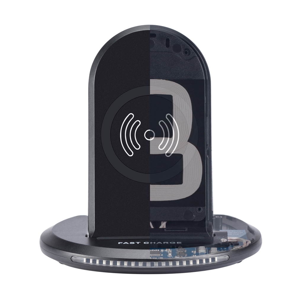 QI Fast Wireless Charger -Zero Disturb for Sleep- 2 Coil 9V Charging Stand for iPhone X/8/8Plus/Samsung Galaxy S9/S9+/S8/S8+