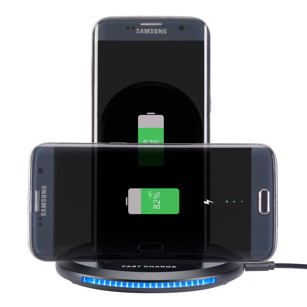 QI Fast Wireless Charger -Zero Disturb for Sleep- 2 Coil 9V Charging Stand for iPhone X/8/8Plus/Samsung Galaxy S9/S9+/S8/S8+