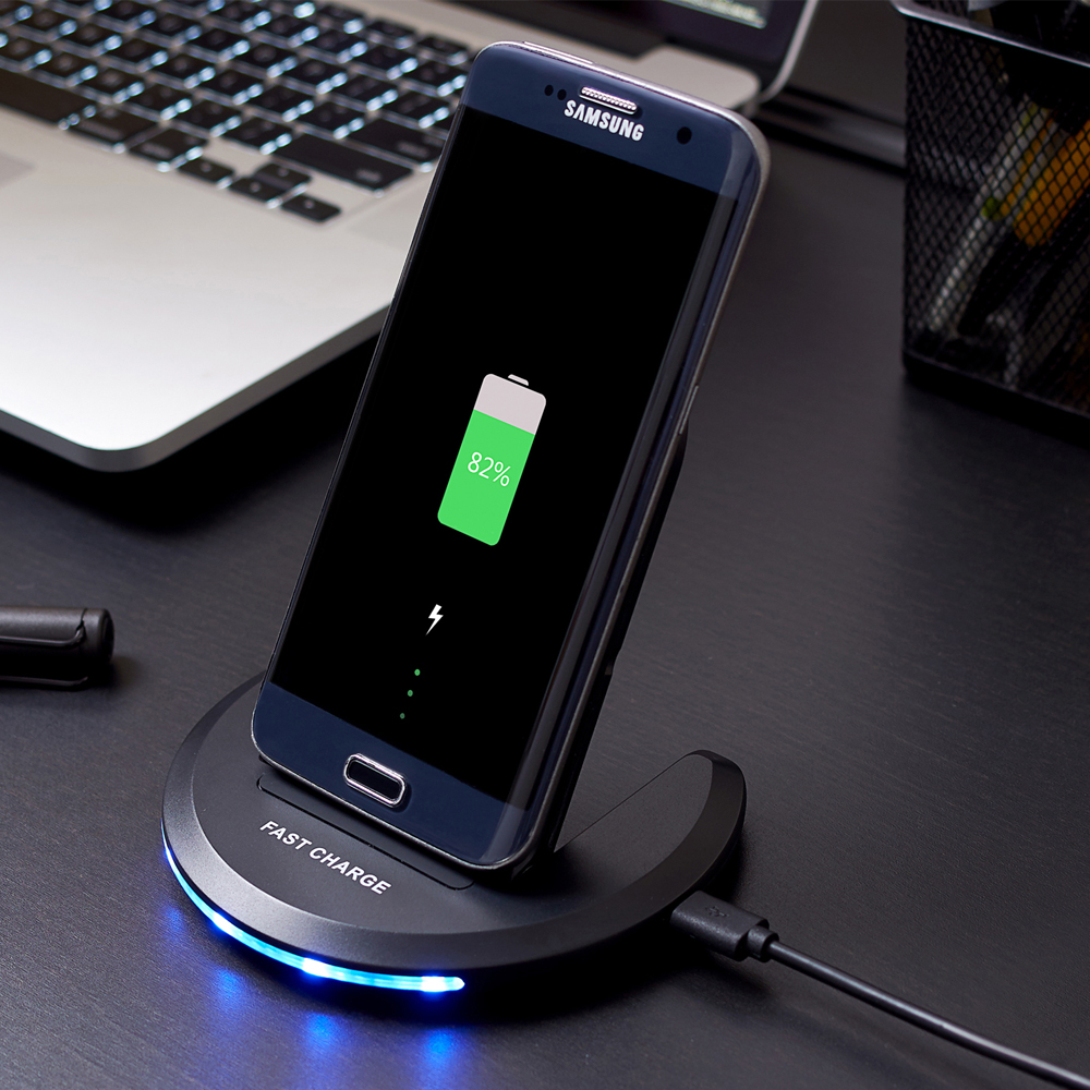 QI Fast Wireless Charger -Zero Disturb for Sleep- 2 Coil 9V Charging Stand for iPhone X/8/8Plus/Samsung Galaxy S9/S9+/S8/S8+