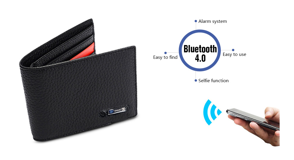 SMARTLB Men Genuine Leather Short Bluetooth Anti Lost / Theft Selfie Smart Wallet