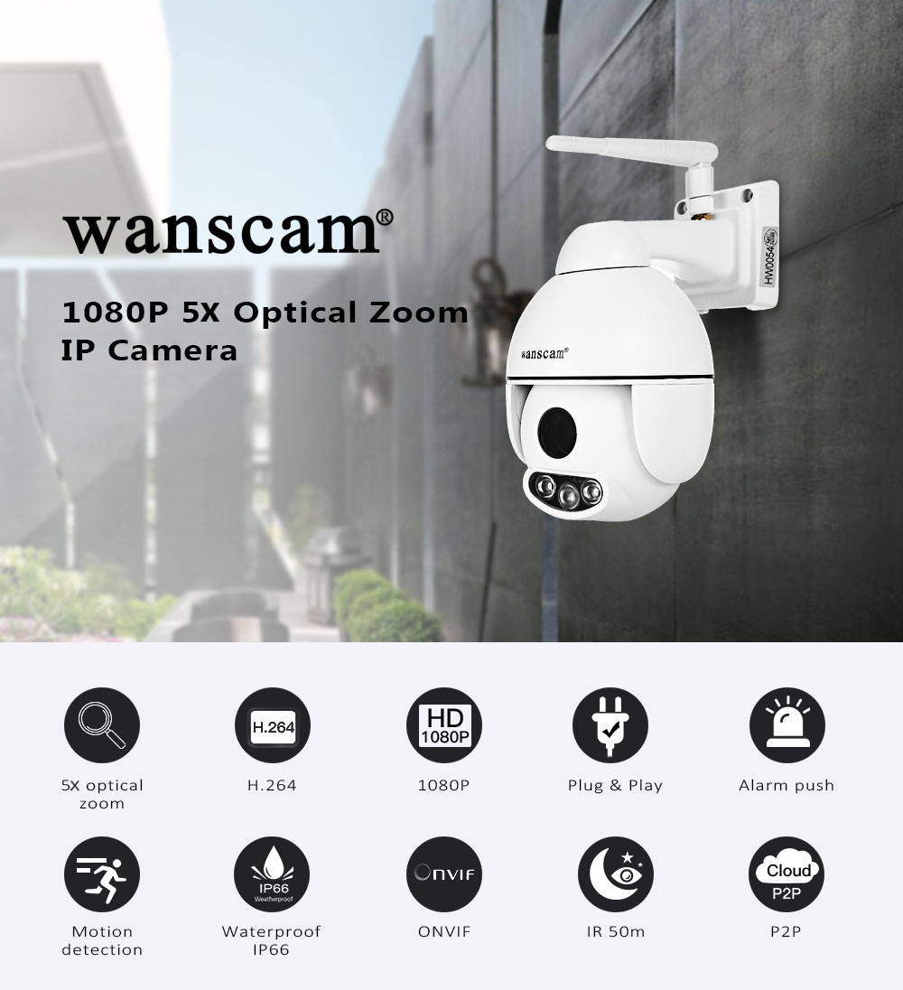 WANSCAM HW0054 1080P 2.0MP WiFi IP Camera Wireless Security Surveillance CCTV ONVIF / P2P / Motion Detection 
