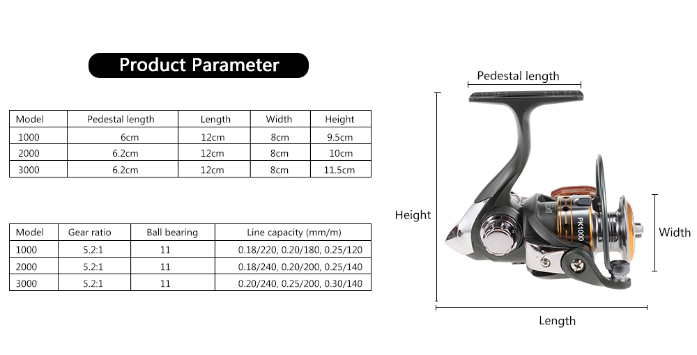Lizard 11 Ball Bearings 5.2:1 Spinning Fishing Reel Lizard 11 Ball Bearings 5.2:1 Spinning Fishing Reel