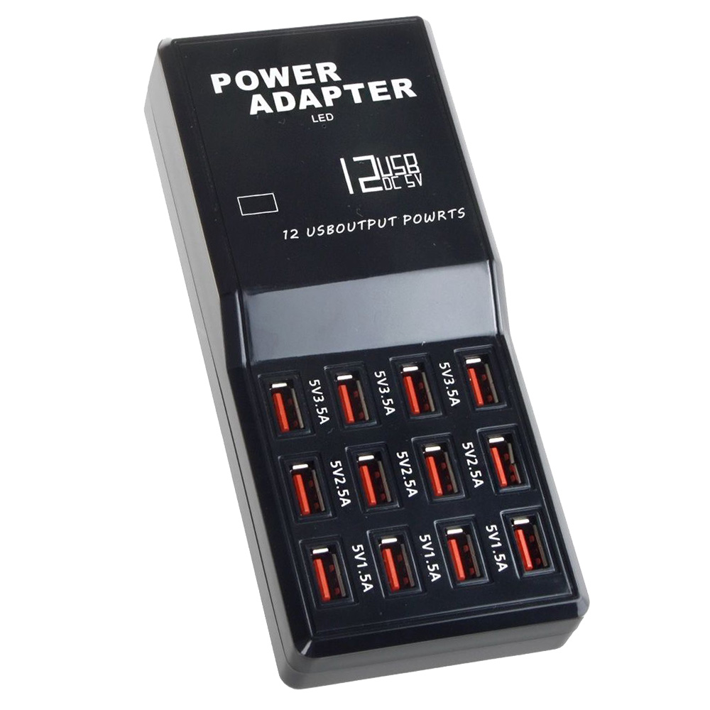858 12 Port 5V 12A Family-Sized Desktop USB Rapid Charger Output Compatible with Auto Detect Technology US Plug 858 12 Port 5V 12A Family-Sized Desktop USB Rapid Charger Output Compatible with Auto Detect Technology US Plug