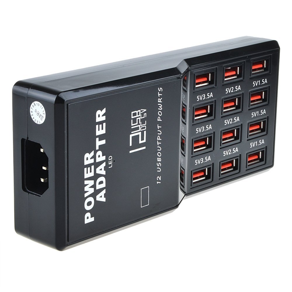 858 12 Port 5V 12A Family-Sized Desktop USB Rapid Charger Output Compatible with Auto Detect Technology US Plug 858 12 Port 5V 12A Family-Sized Desktop USB Rapid Charger Output Compatible with Auto Detect Technology US Plug