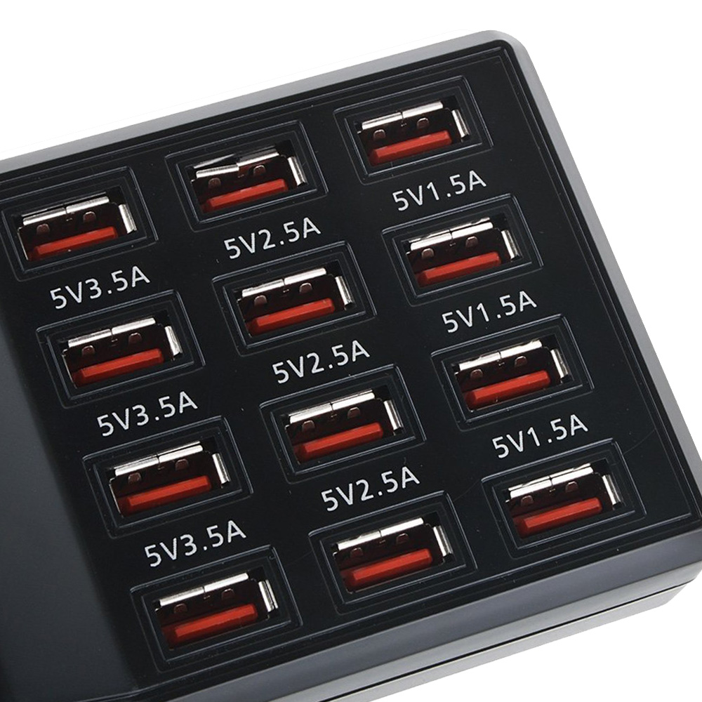 858 12 Port 5V 12A Family-Sized Desktop USB Rapid Charger Output Compatible with Auto Detect Technology US Plug 858 12 Port 5V 12A Family-Sized Desktop USB Rapid Charger Output Compatible with Auto Detect Technology US Plug