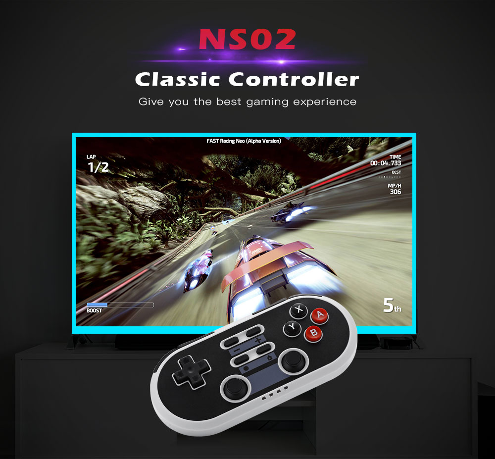 NS02 Classic Game Controller Wireless Mini Pad with Sleep Mode NS02 Classic Game Controller Wireless Mini Pad with Sleep Mode