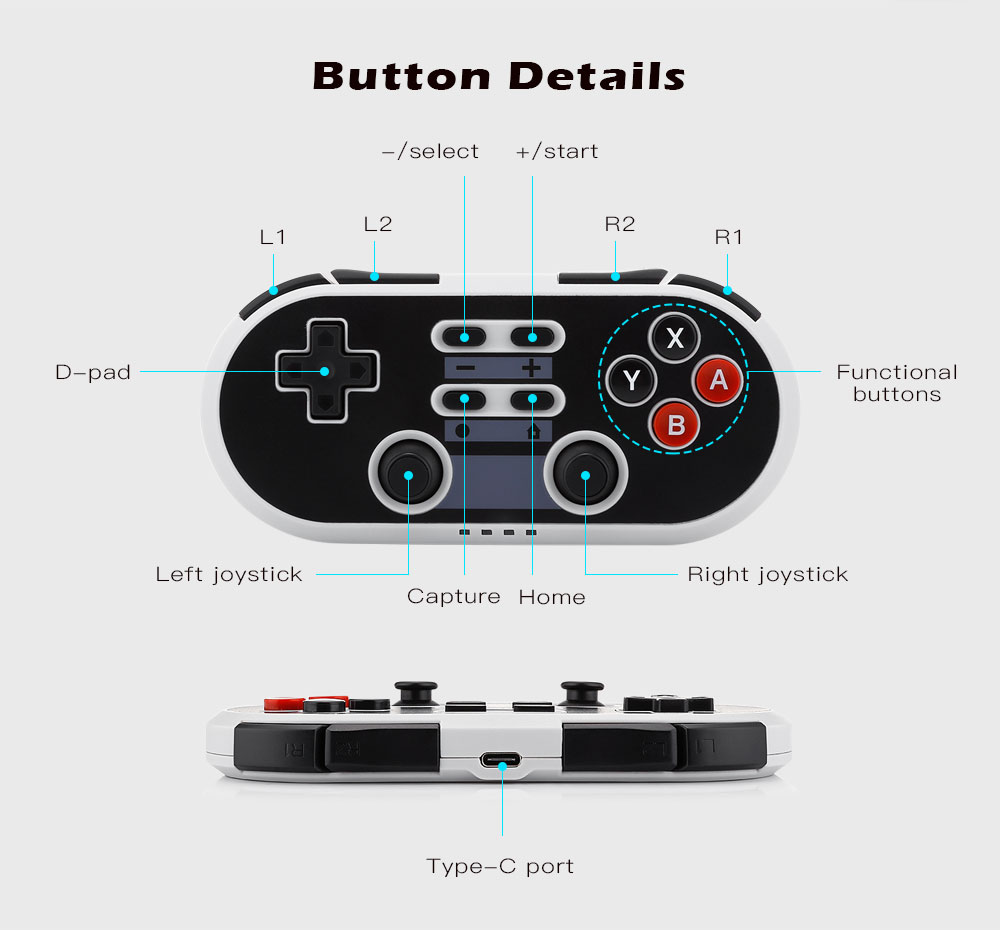 NS02 Classic Game Controller Wireless Mini Pad with Sleep Mode NS02 Classic Game Controller Wireless Mini Pad with Sleep Mode