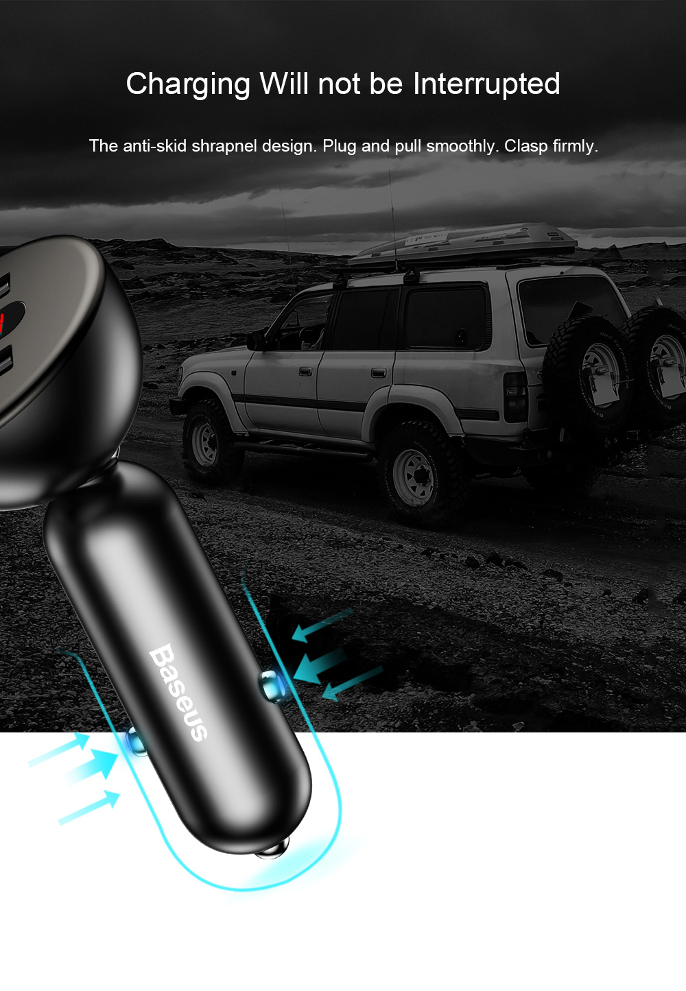 Baseus BSC - C9X1 Shake-head Digital Display Car Charger ABS PC 5V / 4.8A