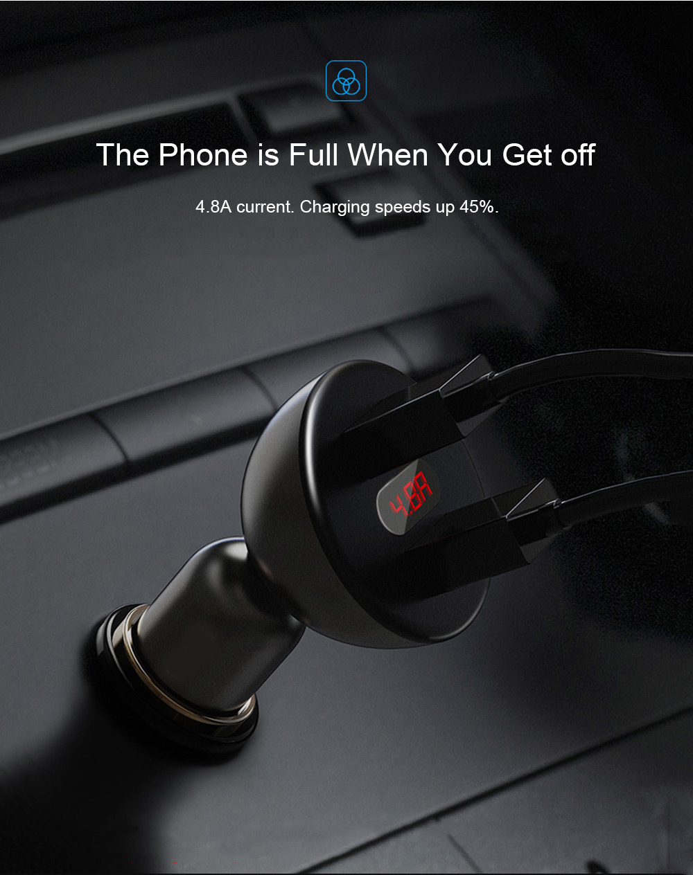 Baseus BSC - C9X1 Shake-head Digital Display Car Charger ABS PC 5V / 4.8A