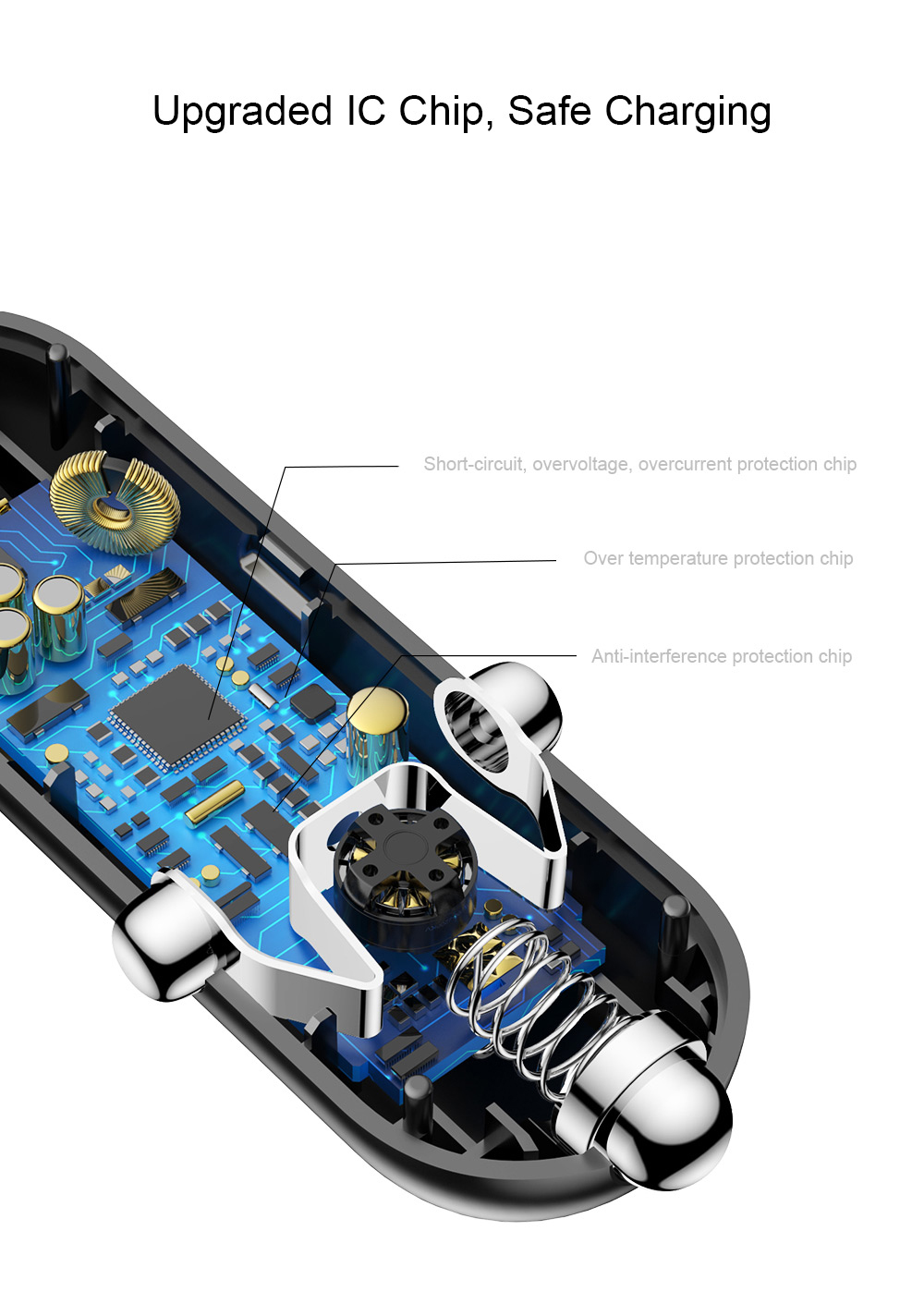 Baseus BSC - C9X1 Shake-head Digital Display Car Charger ABS PC 5V / 4.8A