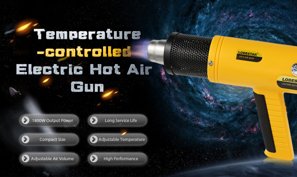 LODESTAR Adjustable Temperature 1800W AC220V Electrical Industrial Handheld Heat Air Gun Shrinking Power Tools LODESTAR Adjustable Temperature 1800W AC220V Electrical Industrial Handheld Heat Air Gun Shrinking Power Tools